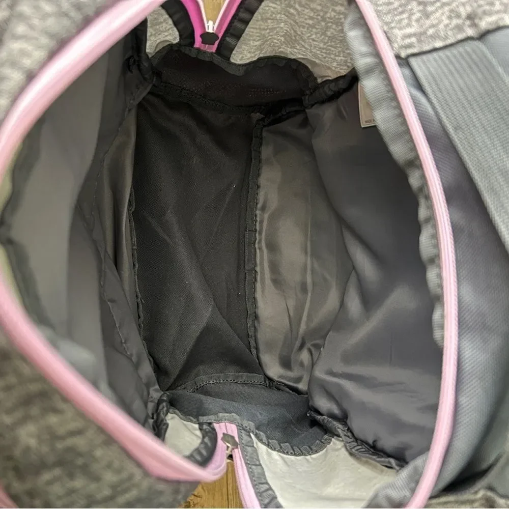 Adidas Gray Backpack with Pink Accents Extra Large Capacity Multiple Pockets